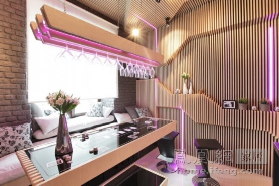 復(fù)古而科幻 可變換燈光的未來廚房