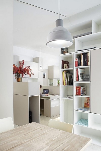 格子組合打造65平白色辦公室