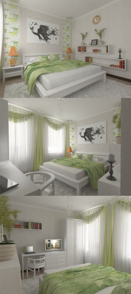 綠色調臥室案例讓居室春意怏然(1)