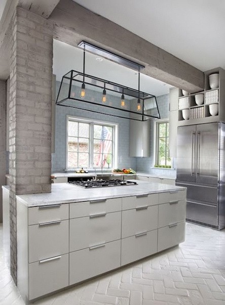 復古設計磚墻裝飾廚房案例(4)